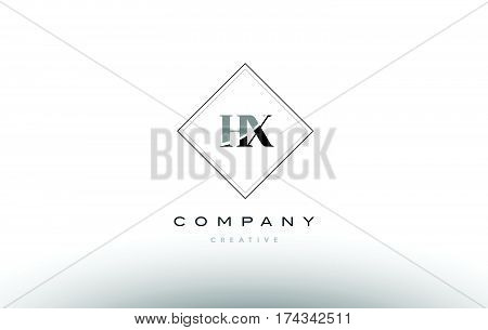 Hx H X  Retro Vintage Black White Alphabet Letter Logo