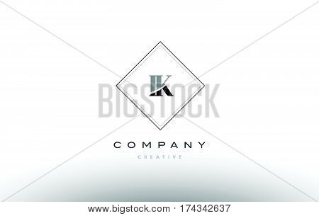 Ik I K  Retro Vintage Black White Alphabet Letter Logo
