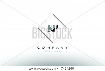 Kp K P  Retro Vintage Black White Alphabet Letter Logo