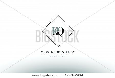 Kq K Q  Retro Vintage Black White Alphabet Letter Logo
