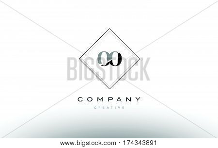 Oo O  Retro Vintage Black White Alphabet Letter Logo