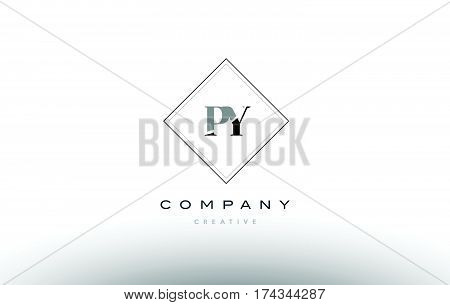 Py P Y  Retro Vintage Black White Alphabet Letter Logo