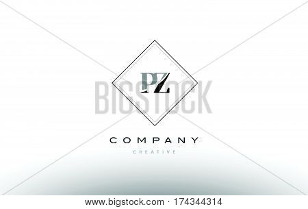Pz P Z  Retro Vintage Black White Alphabet Letter Logo