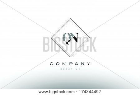 Qn Q N  Retro Vintage Black White Alphabet Letter Logo