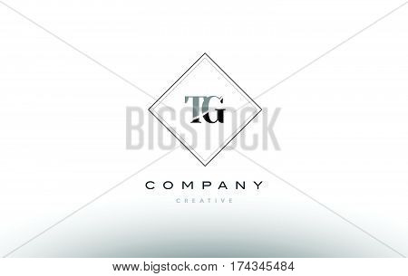 Tg T G  Retro Vintage Black White Alphabet Letter Logo
