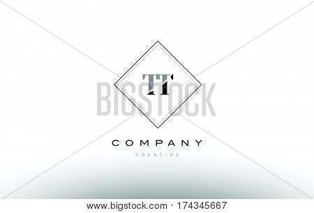 Tt T  Retro Vintage Black White Alphabet Letter Logo