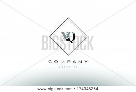 Xq X Q  Retro Vintage Black White Alphabet Letter Logo