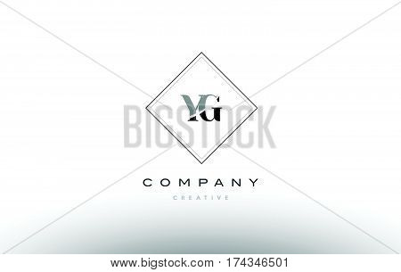 Yg Y G  Retro Vintage Black White Alphabet Letter Logo