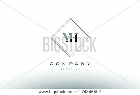 Yh Y H  Retro Vintage Black White Alphabet Letter Logo