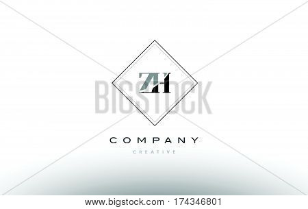Zh Z H  Retro Vintage Black White Alphabet Letter Logo