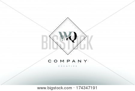 Wq W Q  Retro Vintage Black White Alphabet Letter Logo