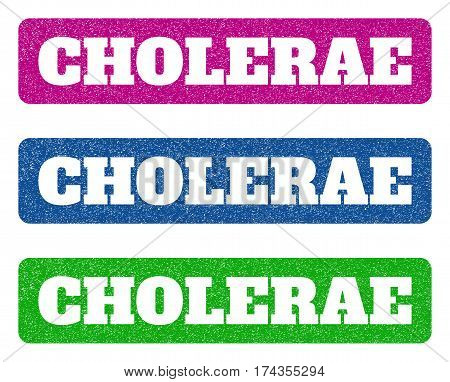 Colored Rubber Seal Stamps With Cholerae Text Hole. Vector Tag Inside Rounded Rectangular Banner. Gr