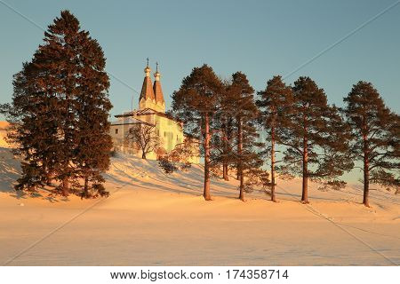 Russia. Monastery in Ferapontovo in a clear February day.