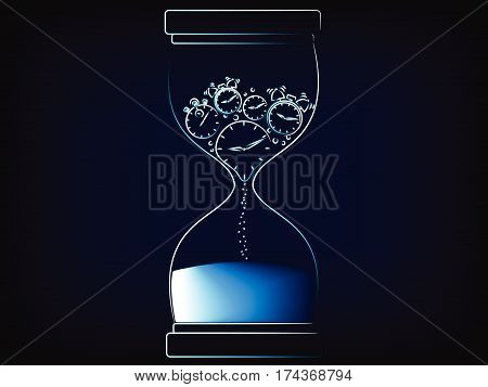 Vector Hourglass Melting Clock, The Time Is Now Concept