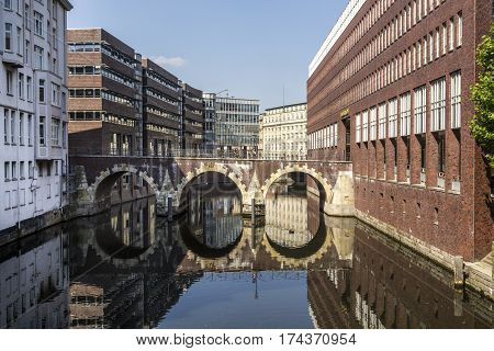 Brick Houses And Bridge At Alsterfleet