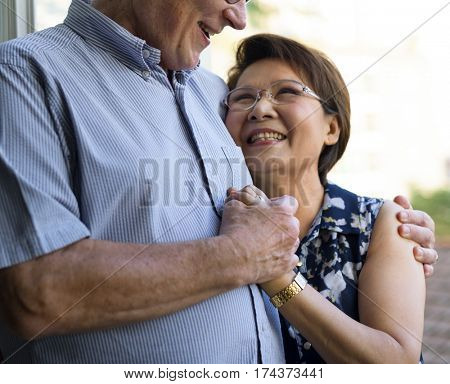 Senior Couple Hug Smitten Love Relax