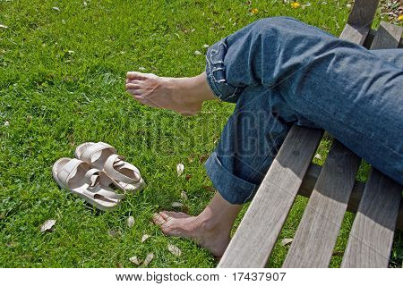relaxado em um banco