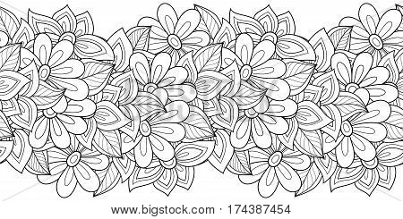 Vector Seamless Monochrome Floral Pattern
