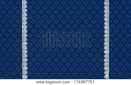 White Lace On Background Blue Guipure