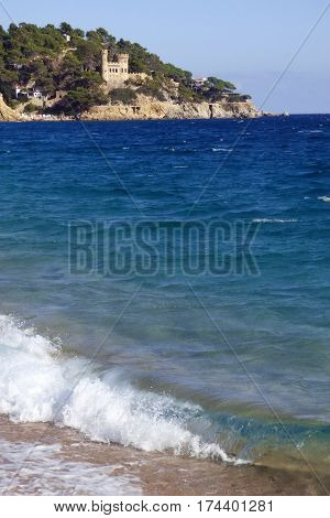 Lloret de Mar Castell Plaja at Sa Caleta beach in Catalonia Spain