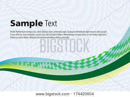 Abstract vector background. Green wave on square background