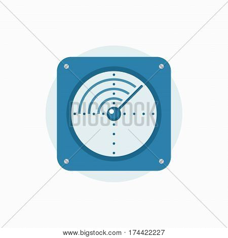 Radar vector icon - blue flat creative sign