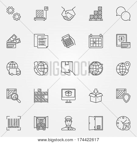 Logistics line icons set - vector delivery and shipping concept symbols or design elements for logistic company