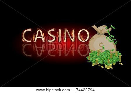 Casino Money Bag. Concept Of Finance. Illustration