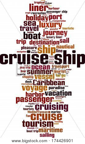 Cruise ship word cloud concept. Vector illustration