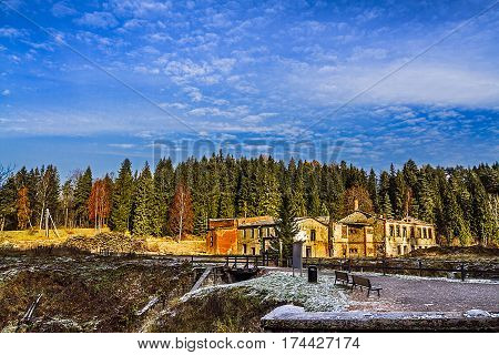 Abandoned dam-Abandoned dam placed in the beautiful village-Ligatne. The village is situated in the Gauja Nationl park, which is located in Latvia.