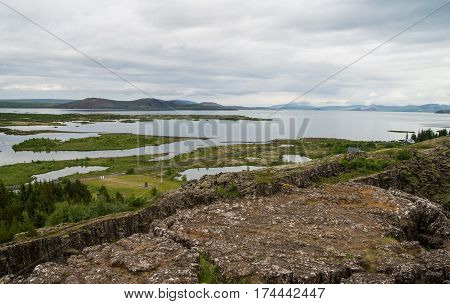Scenic landscape of volcanic island Iceland during summer time, Europe
