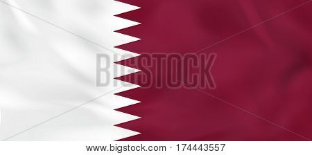 Qatar Waving Flag. Vector Illustration.