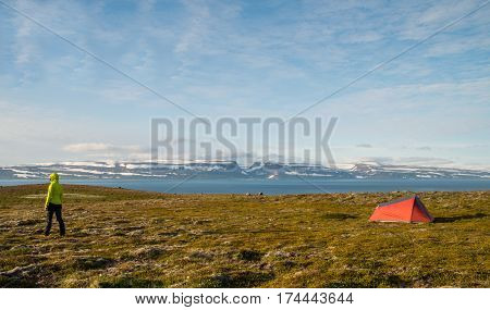 Scenic and tranquil landscape in Iceland during summer time
