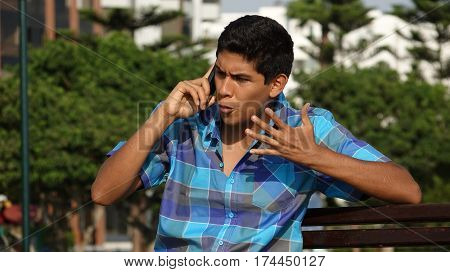 Angry Teen Boy Phone Call or Mobile Call