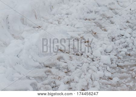 Pneumatic Trace On A Snowy Road
