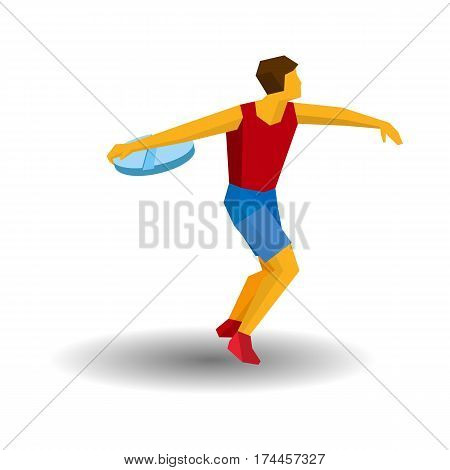 Athlete Throwing The Discus In The Form Of Tablet