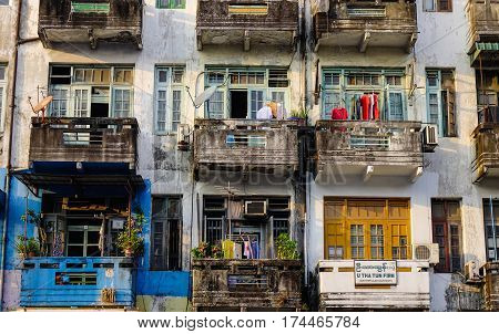 Old Apartments In Yangon, Myanmar
