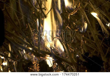 The fire from the burning bales of soya, photographed stove in a small village near Novi Sad, Serbia