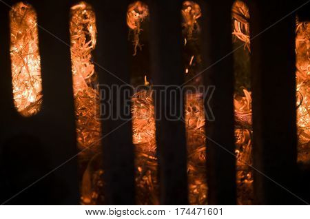 The fire from the burning bales of soya, photographed stove in a small village near Novi Sad, Serbia