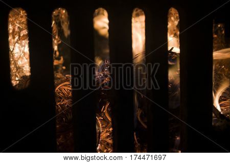 The fire from the burning bales of soya, photographed stove in a small village near Novi Sad, Serbia