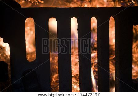 The fire from the burning bales of soya, photographed stove in a small village near Novi Sad, Serbia