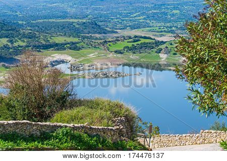 Temo lake in the springtime in Sardinia