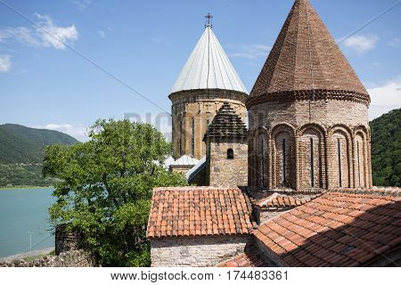 Ananuri castle and church on Aragvi river Georgia