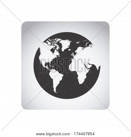 gray emblem earth planet icon, vector illustraction design
