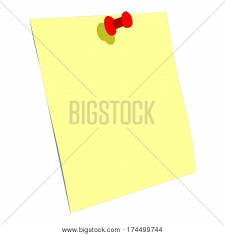 Notice Paper with Pin Isolated on white Background