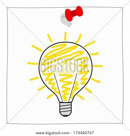 New Ideas Notice Paper with bulb Isolated on white Background