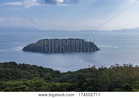 Chiringajima Island From Hill Top In Ibusuki, Kyushu, Japan