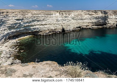 Seascape, beautiful views of the rocky cliffs to the sea, Tarhankut, Crimea, Ukraine