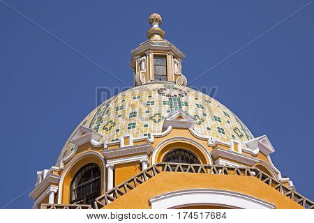 Partial view of the cupola of the Nuestra Senora de los Remedios Church in Cholula Mexico