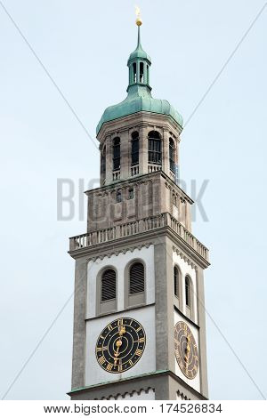 Historic Perlachturm in city center of Augsburg